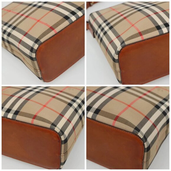 BURBERRY Nova Check Shoulder Bag Canvas Beige Gold Auth 121443 - Picture 16 of 16